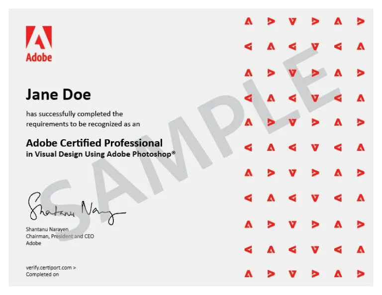 Adobe Certified Professional Sample Certificate
